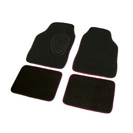 Lot de 4 tapis de voiture broderie chinée rouge noir