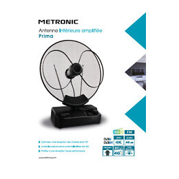 Antenne d'intérieur amplifiée FM-DAB+ 4K 49dB - noire