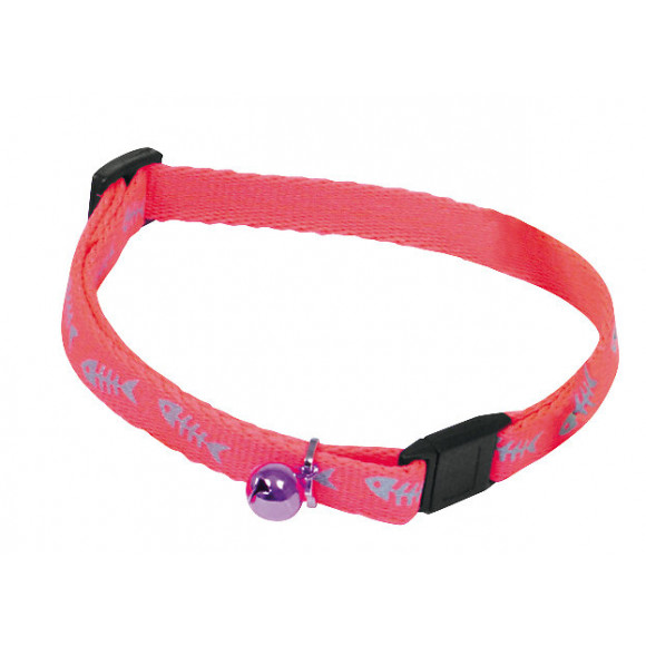 Collier pour chat MARTIN SELLIER Fluo fish réglable en nylon rose