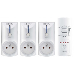 Lot de 1 télécom SOMFY 5 canaux + 3 prises ON/OFF blanche