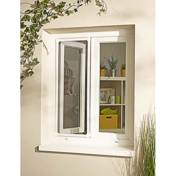 Moustiquaire toile bande velcro Rouleau 150x120cm Gris