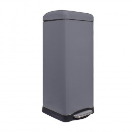 Poubelle de cuisine carrée grise en métal 30L