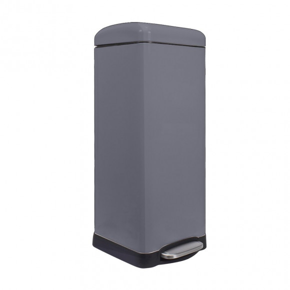 Poubelle de cuisine carrée grise en métal 30L