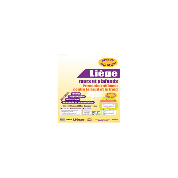 4 Dalles liège 500x500mm épaisseur 8mm