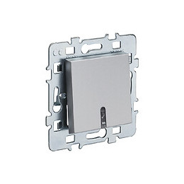 Mécanisme poussoir lumineux / témoin 10A cache argent + support métal