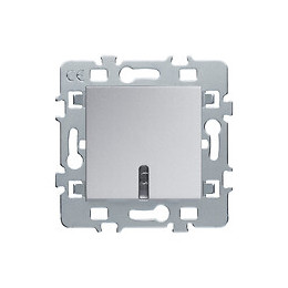 Mécanisme poussoir lumineux / témoin 10A cache argent + support métal