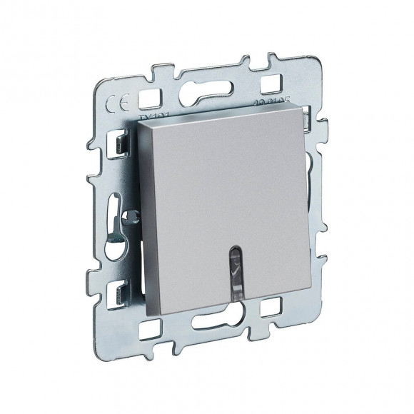 Mécanisme va et vient lumineux/témoin 10A cache argent + support métal