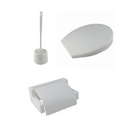 Coffret de 3 accessoires wc en plastique blanc
