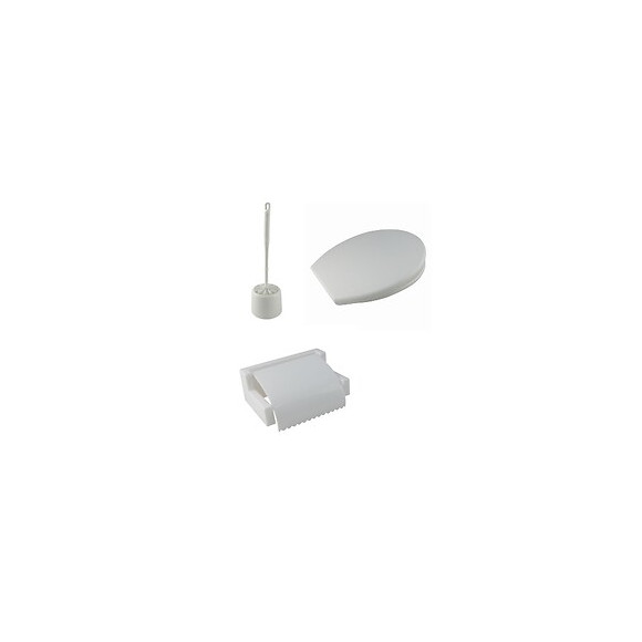 Coffret de 3 accessoires wc en plastique blanc