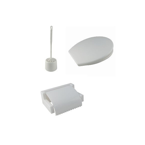 Coffret de 3 accessoires wc en plastique blanc