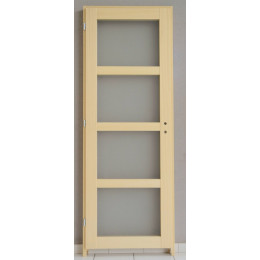 Bloc porte 4 carreaux dépolis traverse droite en Ayous naturel