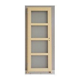 Bloc porte 4 carreaux dépolis traverse droite en Ayous naturel