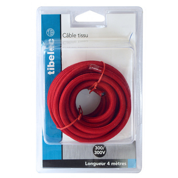 Fil électrique en tissu de 4m 2x0.75mm2 rouge
