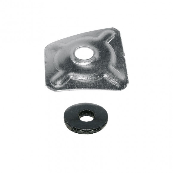 Plaquette métal + rondelle pour etanchéité fibre ciment