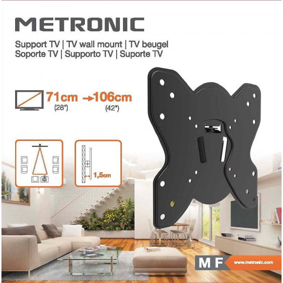 Support TV fixe 28'' - 42'' - 71 - 106cm - noir