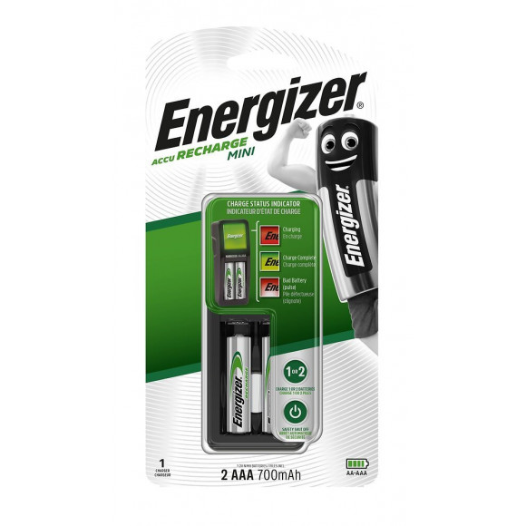 Chargeur Mini Energizer + 2 piles AAA/LR3 incluses