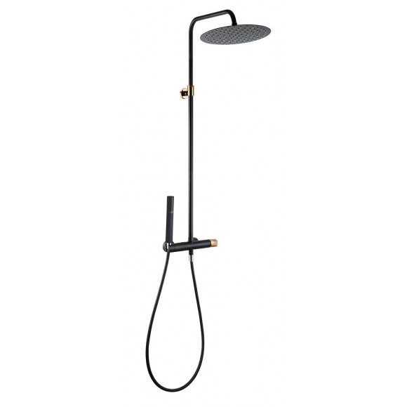 Luisa colonne de douche noire et or rose avec mitigeur mécanique