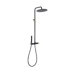 Luisa colonne de douche noire et or rose avec mitigeur mécanique