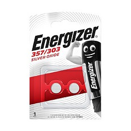 Pile bouton à l'oxyde d'argent Energizer 357/303, pack de 2