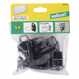 5 Crochets doubles WOLFCRAFT L35 mm pour panneaux et armoire perforée