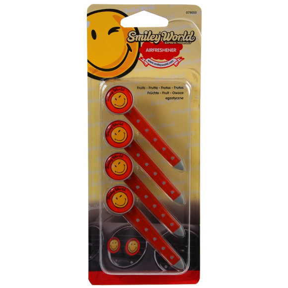 4 Pin's diffuseurs sur aérateur senteur fruits SMILEY