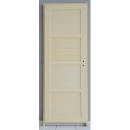 Bloc porte 4 panneaux traverse droite en ayous naturel