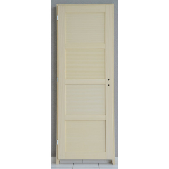 Bloc porte 4 panneaux traverse droite en ayous naturel