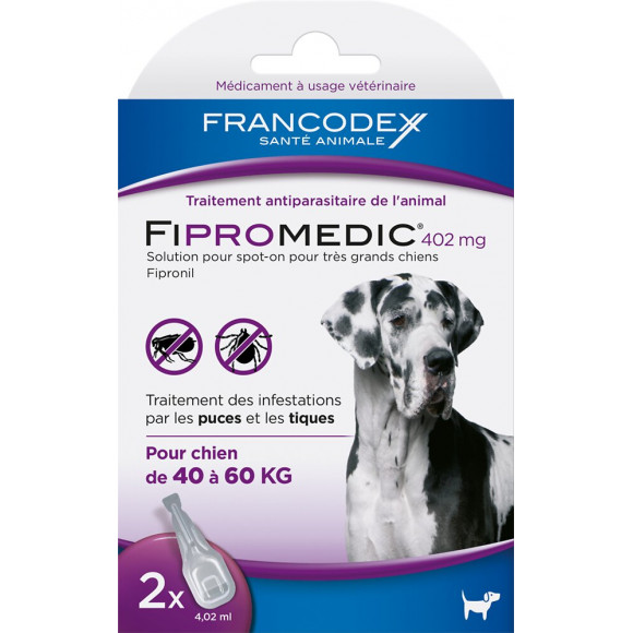 Pipettes antiparasitaires FRANCODEX grand chien Fipromédic 2 x 4,02ml
