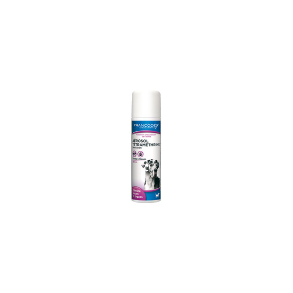 Aérosol antiparasitaire FRANCODEX chat / chien Tétramethrine  250ml