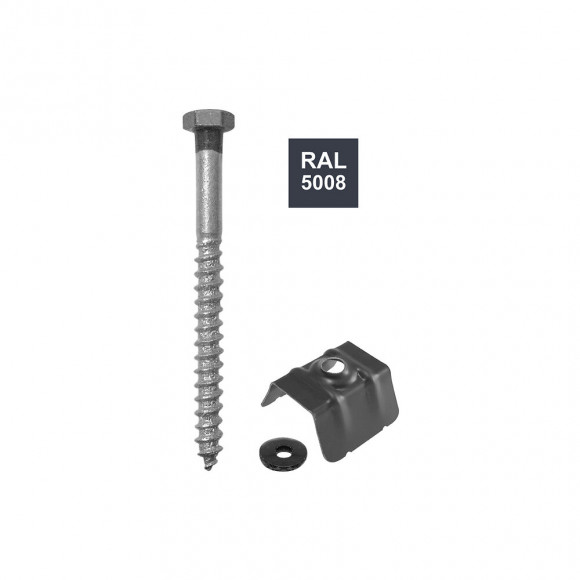 Cavalier + rondelle + tirefond tête laquée bleu 5008