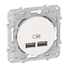 Odace - double chargeur usb 2.1 A - blanc