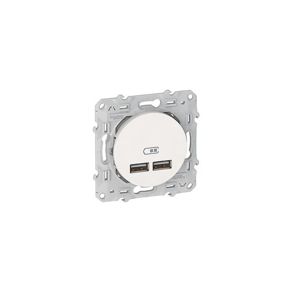 Odace - double chargeur usb 2.1 A - blanc
