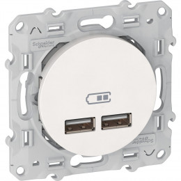 Odace - double chargeur usb 2.1 A - blanc