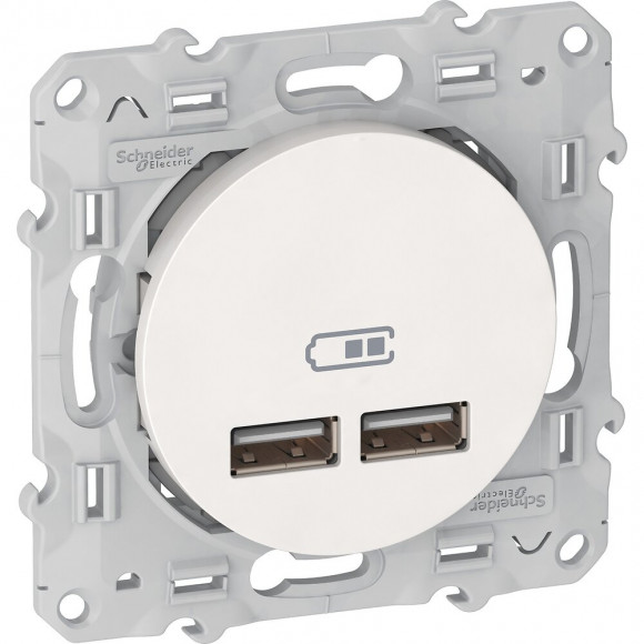 Odace - double chargeur usb 2.1 A - blanc