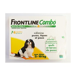 4 pipettes antiparasitaires FRONTLINE COMBO Spot-On chien S 2 à 10kg