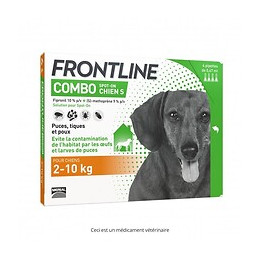 4 pipettes antiparasitaires FRONTLINE COMBO Spot-On chien S 2 à 10kg