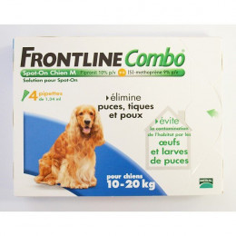 4 pipettes antiparasitaires FRONTLINE COMBO Spot-On chien M 10 à 20kg