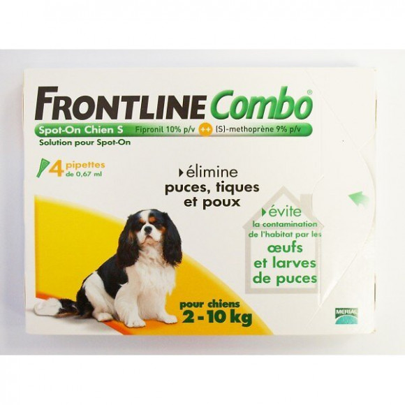 4 pipettes antiparasitaires FRONTLINE COMBO Spot-On chien S 2 à 10kg