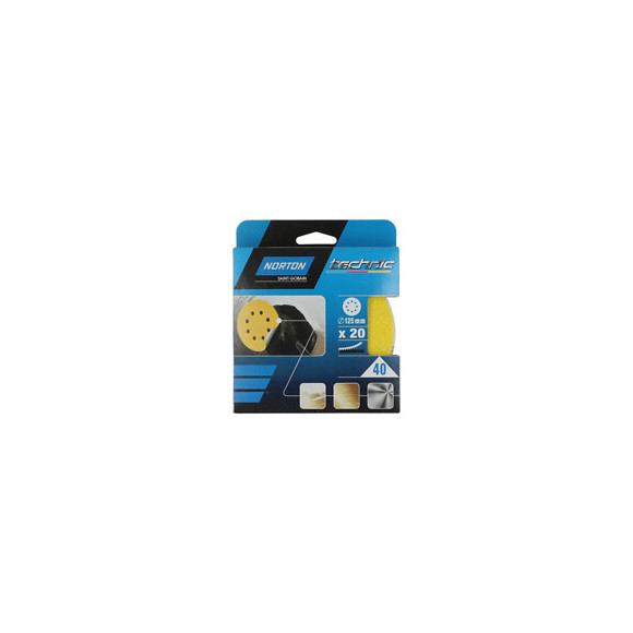 20 disques de ponÃ§age diamÃ¨tre 125mm Grain 40 pour ponceuse orbitale