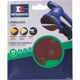 Disque perforé agrippant d.125mm grain 80, 8 trous lot de 5