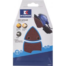 Patin abrasif triangle agrippant 102x152mm 11 trous grain 40 lot de 5