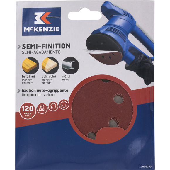 Disque perforé agrippant d.125mm grain 120, 8 trous lot de 5