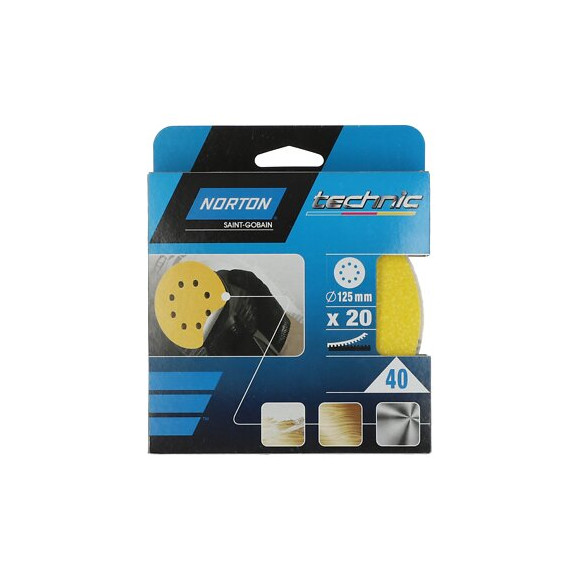 20 disques de ponÃ§age diamÃ¨tre 125mm Grain 40 pour ponceuse orbitale