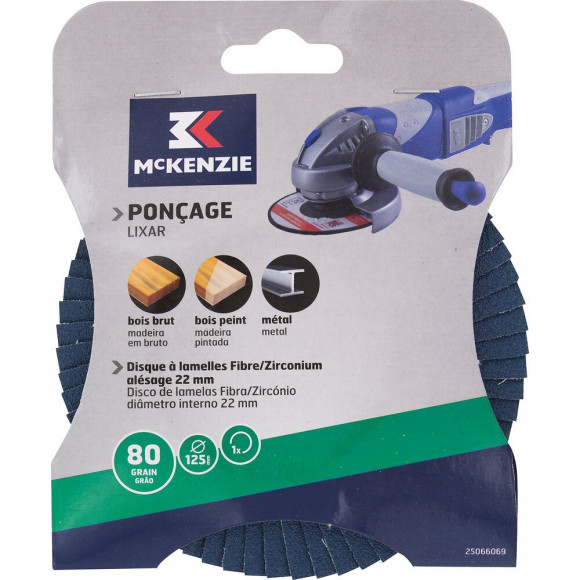 Disque lamelle fibre zirconium d.125mm grain 80