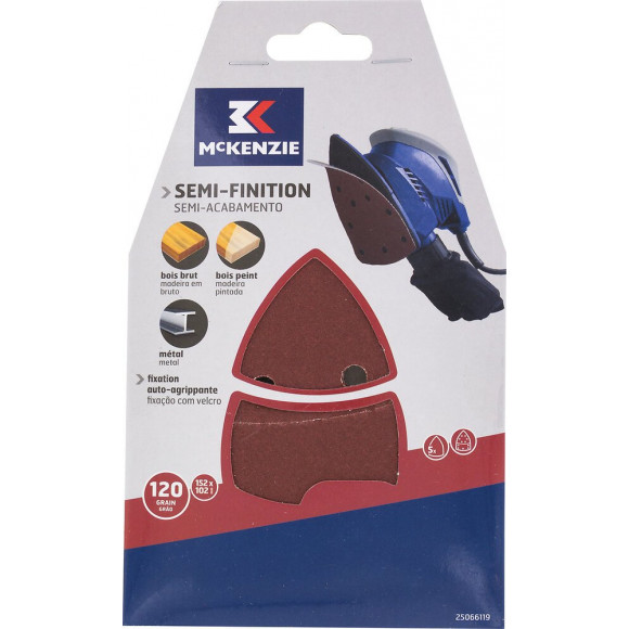 Patin abrasif triangle agrippant 102x152mm 11 trous grain 120 lot de 5