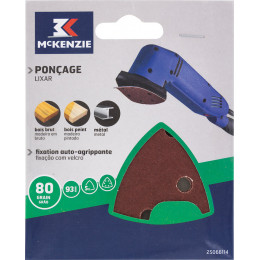 Patin abrasif triangle agrippant 93mm 6 trous grain 80 lot 5