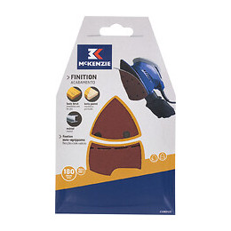 Patin abrasif triangle agrippant 102x152mm 11 trous grain 180 lot de 5