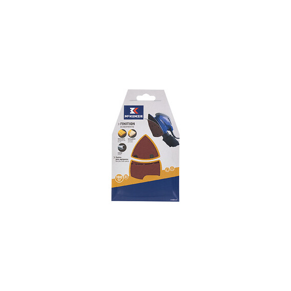Patin abrasif triangle agrippant 102x152mm 11 trous grain 180 lot de 5
