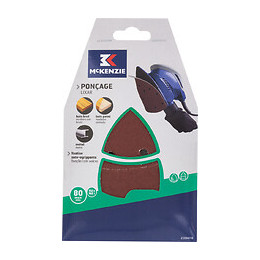 Patin abrasif triangle agrippant 102x152mm 11 trous grain 80 lot de 5