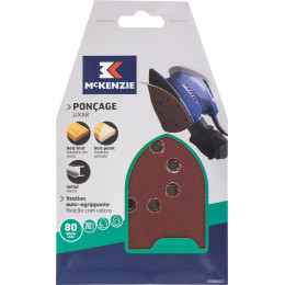 Patin abrasif triangle agrippant 105x170mm 8 trous grain 80 lot de 5